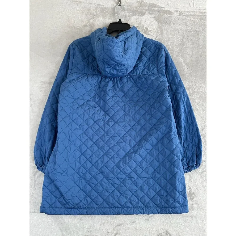 Bernardo Blue Quilted Hooded Jacket Women's Eco-Friendly Full Zip‎ Size Small